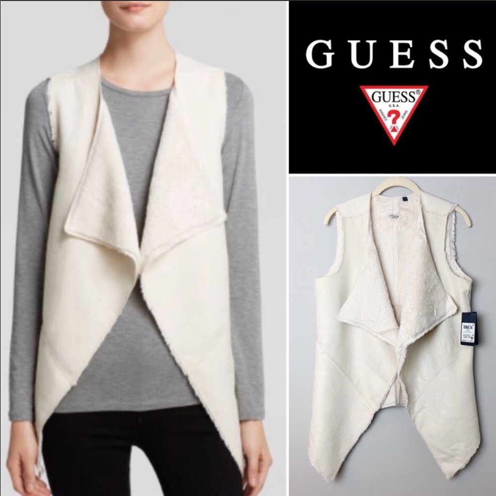 Guess Draped Faux Sherpa Vest